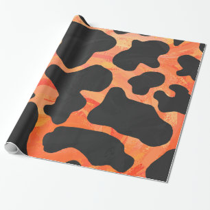 Papier Cadeau Impression noire et orange de vache