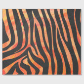 Papier Cadeau Impression noire et orange Zebra (Plat)