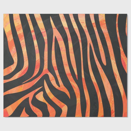 Papier Cadeau Impression noire et orange Zebra (Plat)