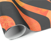 Papier Cadeau Impression noire et orange Zebra (Coin rond)