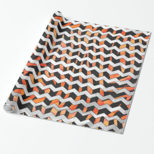 Papier Cadeau Impression noire et orange Zebra