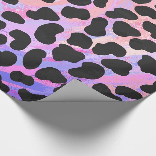 Papier Cadeau Impression noire et rose dalmate (Coin)