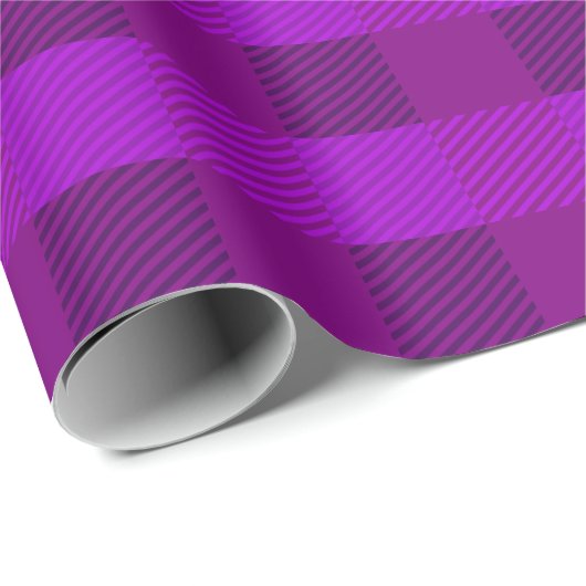 Papier Cadeau Impression Plaid Dans Purple Personnalisé (Coin rond)