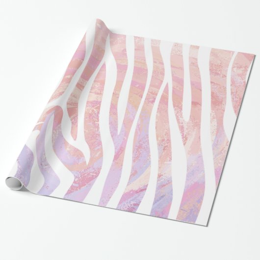 Papier Cadeau Impression rose et blanc Zebra (Déroulé)