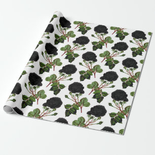 Papier Cadeau Impression Rose Noire