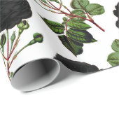 Papier Cadeau Impression Rose Noire (Coin rond)