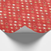 Papier Cadeau Impression Starburst Moderne, Orange Mandarin Fonc (Coin)