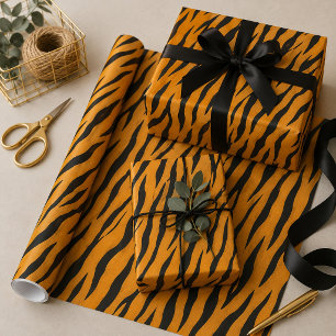 Papier Cadeau Impression Tigre Orange et Noir
