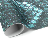 Papier Cadeau Impression turquoise de la peau de serpent, écaill (Coin rond)