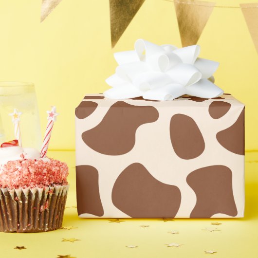 Papier Cadeau Impression vache rose et marron (Fête d'anniversaire)