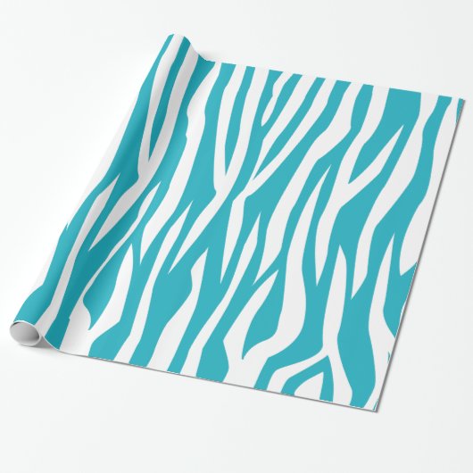Papier Cadeau Impression Zebra Turquoise (Déroulé)