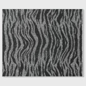 Papier Cadeau Impression Zèbre Noir et Gris Argent (Plat)