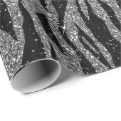 Papier Cadeau Impression Zèbre Noir et Gris Argent (Coin rond)