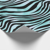 Papier Cadeau Impression Zèbre Noir et Turquoise (Coin)