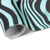 Papier Cadeau Impression Zèbre Noir et Turquoise (Coin rond)