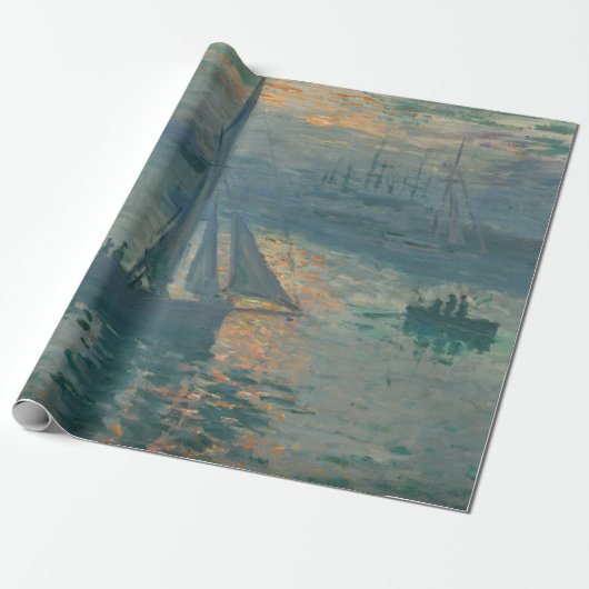 Papier Cadeau Impressionnisme Marin Tableau de Monet Lever du So (Déroulé)