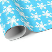 Papier Cadeau Impressions de flocon de neige - bleu et blanc (Coin rond)