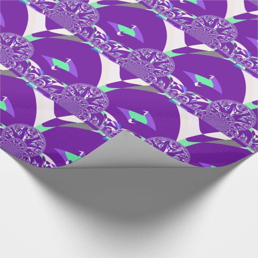 Papier Cadeau Imprimante d'art bleu rétro Cyan Kaleidoscope (Coin)