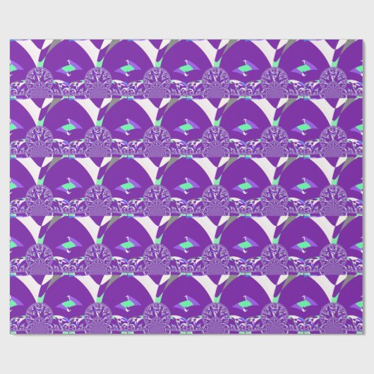 Papier Cadeau Imprimante d'art bleu rétro Cyan Kaleidoscope (Plat)