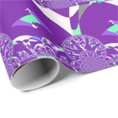 Papier Cadeau Imprimante d'art bleu rétro Cyan Kaleidoscope (Coin rond)