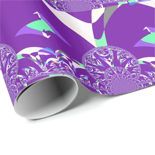 Papier Cadeau Imprimante d'art bleu rétro Cyan Kaleidoscope (Coin rond)