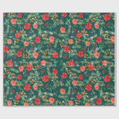 Papier Cadeau imprimé botanique de Noël (Plat)