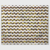 Papier Cadeau Imprimé Chevron Brun et Jaune Léopard (Plat)
