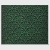 Papier Cadeau Imprimé damassé rustique noir et vert (Plat)