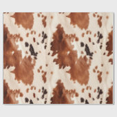 Papier Cadeau Imprimé faux vache marron noir crème (Plat)