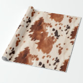 Papier Cadeau Imprimé faux vache marron noir crème (Déroulé)