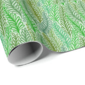 Papier cadeau imprimé feuille verte (Coin rond)