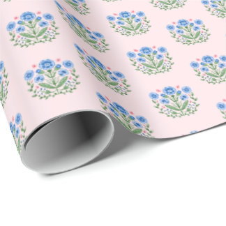 Papier Cadeau Imprimé floral d'Amherst sur fond rose