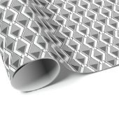 Papier Cadeau imprimé géométrique gris blanc (Coin rond)