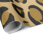 Papier Cadeau Imprimé Guépard Taches Impression Léopard Or Beige (Coin rond)