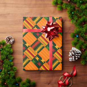 Papier Cadeau Imprimé inspiré du tissu Kente coloré