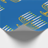 Papier Cadeau imprimé jaune menorah hanoukka (Coin)