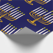 Papier Cadeau imprimé juif en bleu menorah hanoukka (Coin)
