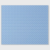 Papier Cadeau imprimé kimono floral, indigo et bleu pastel (Plat)