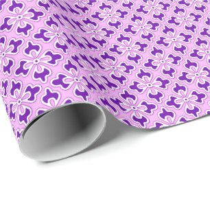 Papier Cadeau imprimé kimono floral, orchidée et violet