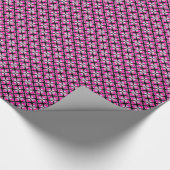 Papier Cadeau imprimé kimono floral, rose fuchsia et noir (Coin)