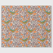 Papier Cadeau Imprimé léopard à la mode, oiseaux de Paradis (Plat)