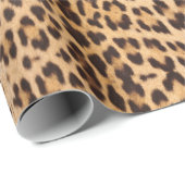 Papier Cadeau imprimé léopard fête sauvage safari chic féminin (Coin rond)