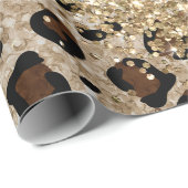 Papier Cadeau Imprimé léopard paillettes or (Coin rond)