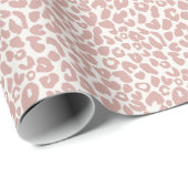 Papier Cadeau Imprimé léopard rose poudrée boho (Coin rond)