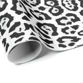 Papier Cadeau Imprimé tendance léopard noir gris blanc chic (Coin rond)