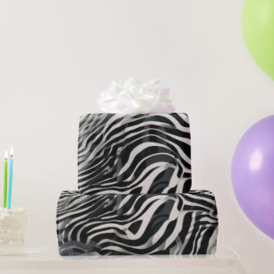Papier Cadeau Imprimé zèbre noir et blanc chic Luxe animal