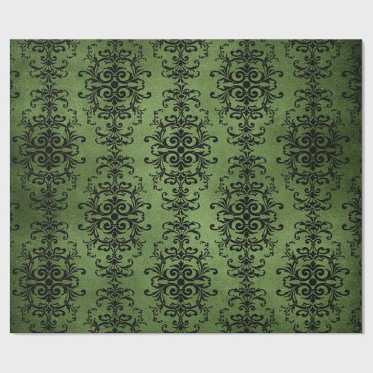 Papier Cadeau Imprimer Damas rustique vert (Plat)