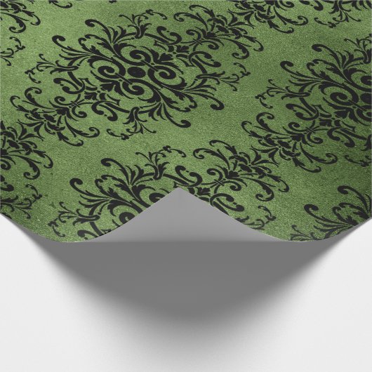 Papier Cadeau Imprimer Damas rustique vert (Coin)