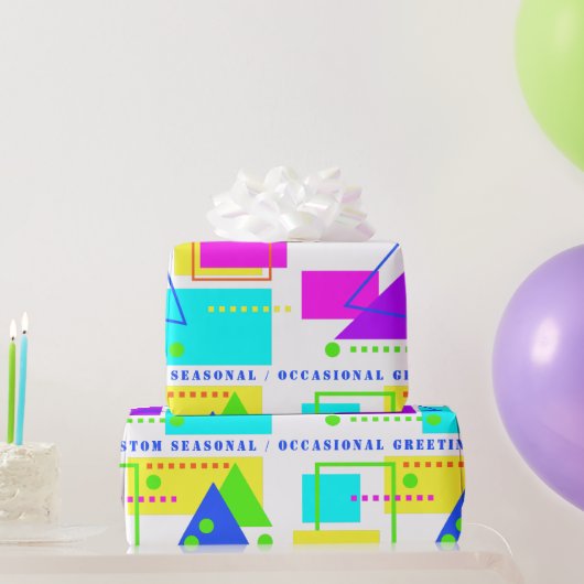 PAPIER CADEAU IMPRIMER EN FORME DE FLUORO DE NEON RETRO 80S AVEC (Cadeaux de fête)