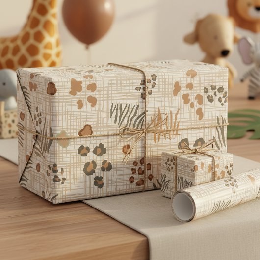 Papier Cadeau Imprimés d'animaux de safari boho tissé ID1274